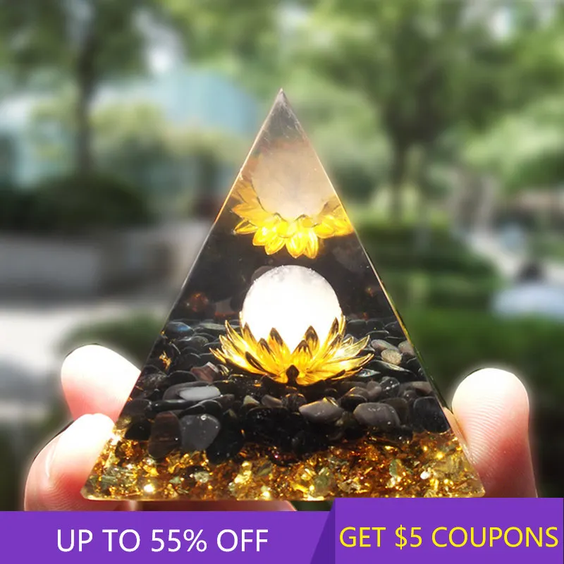 

Natural Epoxy Orgonite Pyramid Rose Quartz Crystal Sphere Ball Healing Chakra Gemstone Orgone Stone Meditation Tool Decor Gift