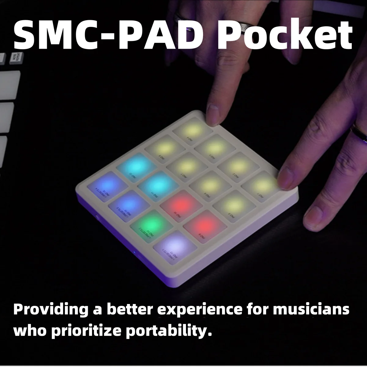 M-VAVE SMC-PAD Bezprzewodowy kontroler MIDI z 16 padami udarowymi Interfejs USB-C Przenośna konstrukcja Mały kontroler klawiatury Midi Pad