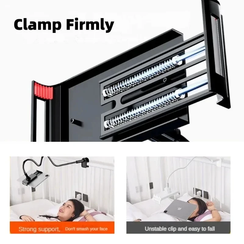 Schwanenhals-Tablet-Ständer für Bett, drehbarer Telefonhalter für 4–12,9 Zoll, Lazy Flexible Long Arm Universal-Halterung für iPad Samsung