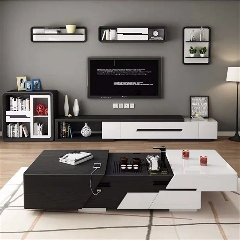

Multifunctional coffee table TV cabinet combination modern simple Nordic living room intelligent lifting kung fu tea table