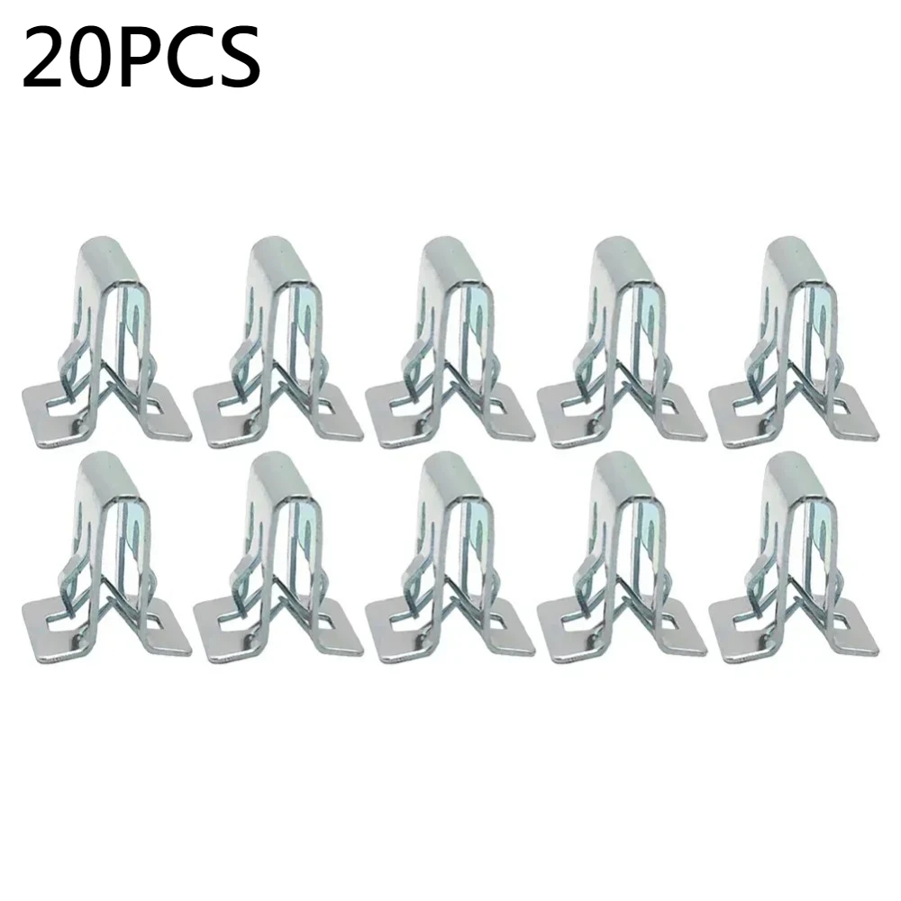 20PCS Silver Metal Retainer Clips - Universal Automotive Interior Fastener for Dashboard/Door Panel, Anti-Rust Steel Clip