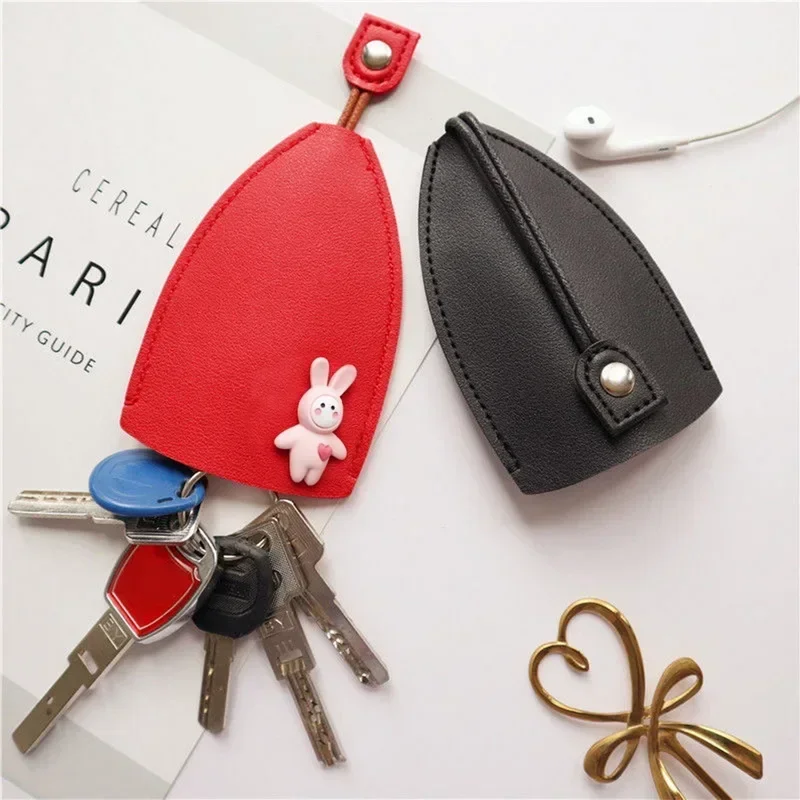 Cute Leather Pull Type Key Bag Unisex Keychain Pouch Mini Universal Car Key Holder Case Cartoon Rabbit Key Wallets Housekeepers