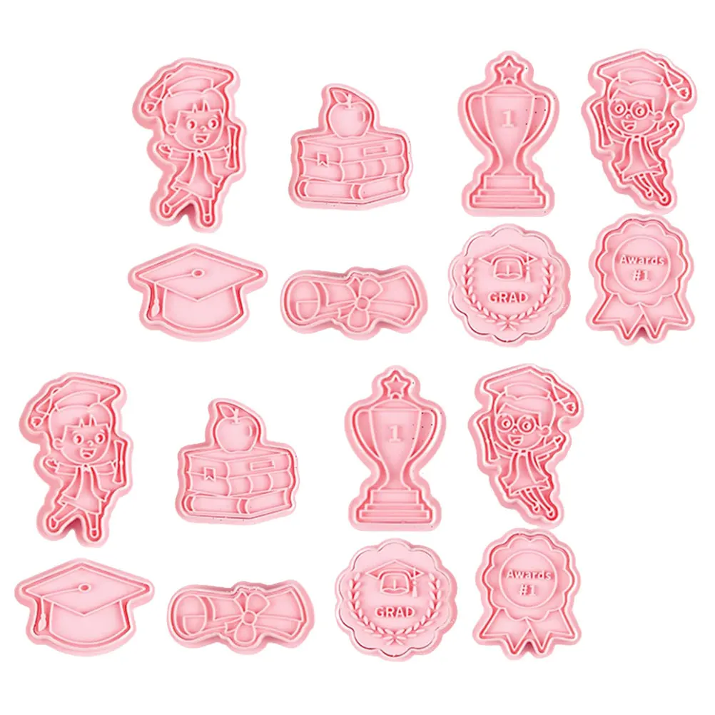 

16 Pcs PP Cookie Small Size Child Christmas Baking Mold Graduation Fondant Reusable Plastic DIY Tools Household