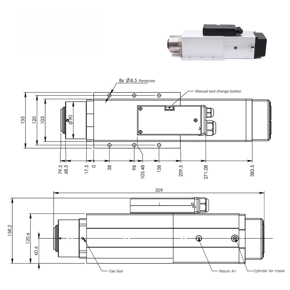 G-Penny 4.5kw ISO30 ATC Spindle Automatic Tool Change Spindle 220v / 380v Air Cooled Instead of 4.5kw ATC GDZ Woodworking