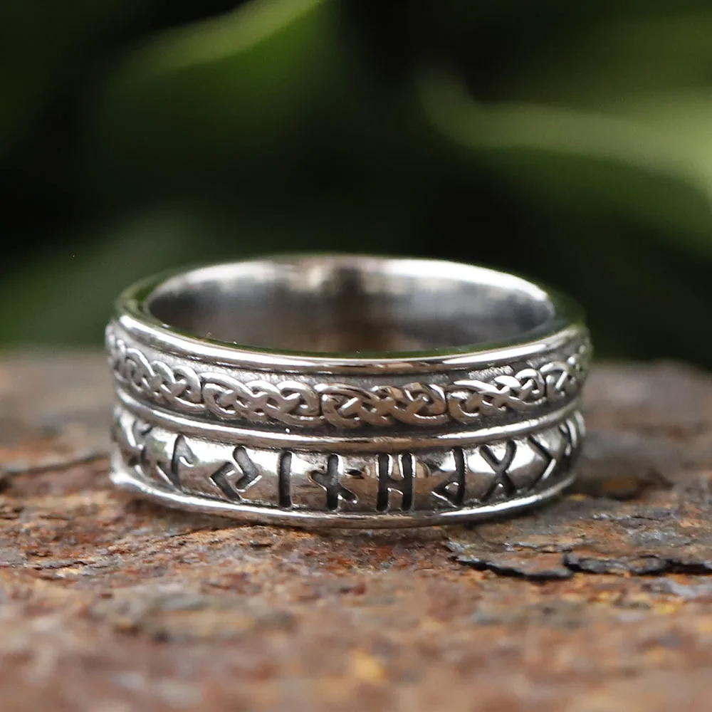 Vintage Odin Norse Viking Rune Rings For Men Fashion Stainless Steel Celtic Knot Rings Retro Couple Amulet Jewelry Drop shipping