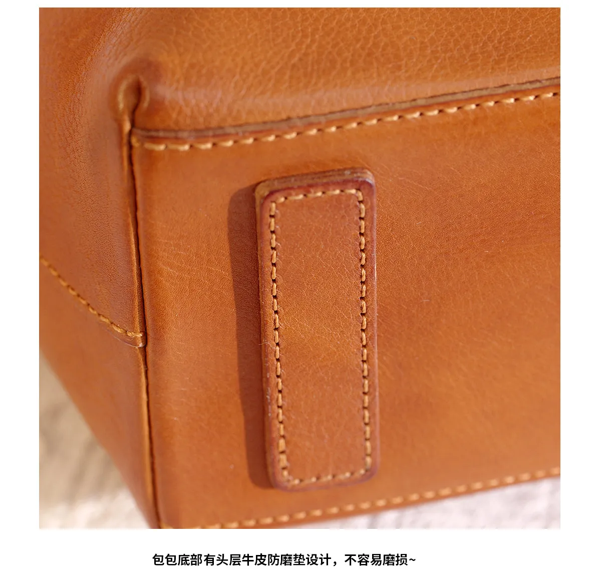 PNDME schlichte, modische Damen-Handtasche aus echtem Leder, Wochenend-Einkaufstasche, handgefertigt, aus Rindsleder der ersten Schicht, große Kapazität. – Detail 18