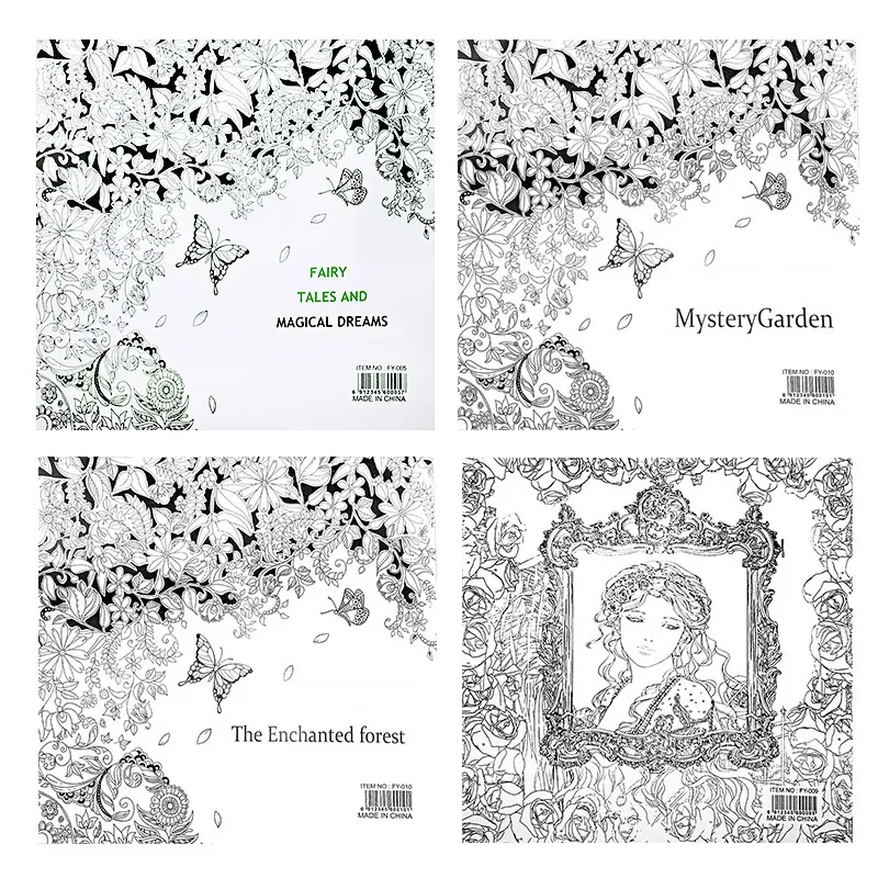 4 Pcs/lot New 24 Pages Relieve Stress For Children Adult Painting Drawing Secret Garden English Edition Kill Time Coloring Book