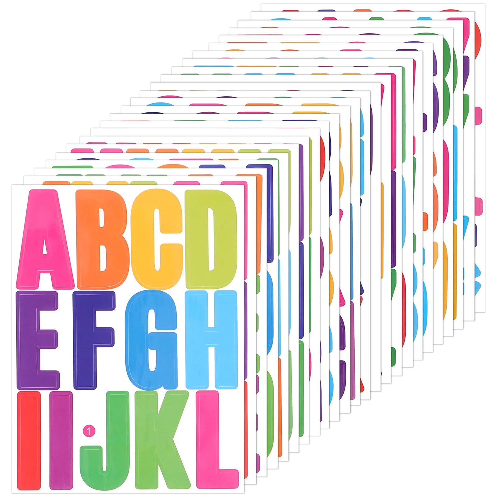 

24 Sheets Letter Stickers Large Bright Alphabet Decals Number Stickers for Outdoor Indoor Use Adhesive Labels for Cars Walls