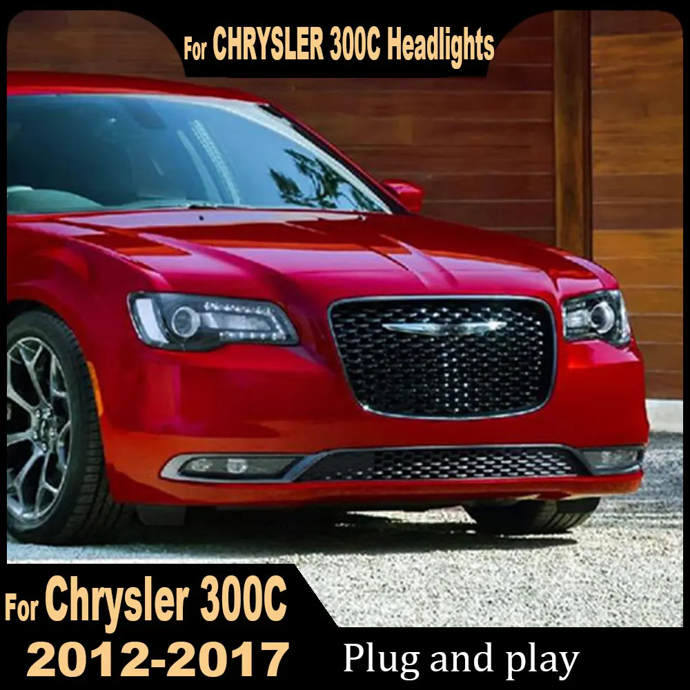 A pair Car Light headlights For Chrysler 300C  2011-2017 Headlight LED Projetor headlamp Daytime Running Light Accessories