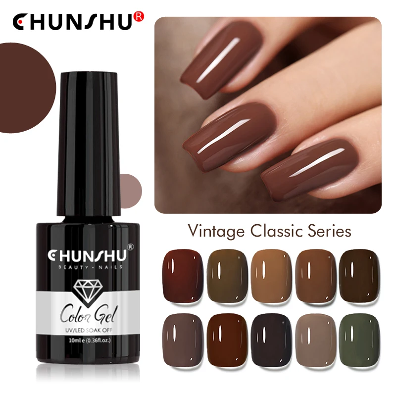 

CHUNSHU Gel Nail Polish Professional Salon Nails Art Gels Varnish Autumn Winter Brown Color Series Semi Permanent Nail Lacquer