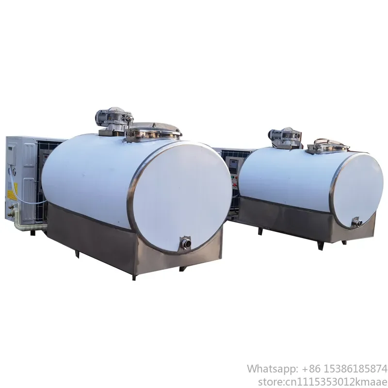2000L Horizontal Stainless Steel Milk Cooling Tank with Truck-Mounted Chilling System 304