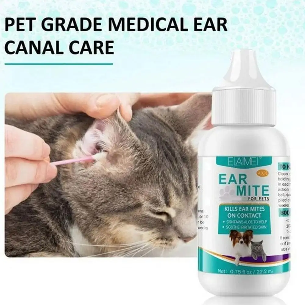 Nettoyeur d'oreille pour chien, huile de nettoyage des acariens pour chiens, adoucit les acariens du Canal auditif, inhibe et arrête les démangeaisons pour chats et chiens F3Y1