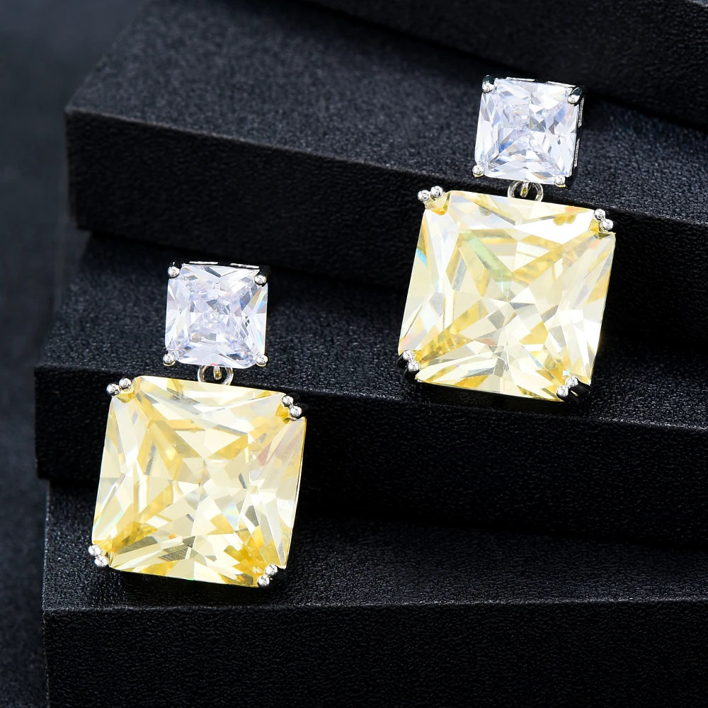 

Missvikki Trendy Cute Square Earrings For Women Wedding Cubic Zircon Indian Dubai Bridal Earrings Costume Jewelry Daily Party