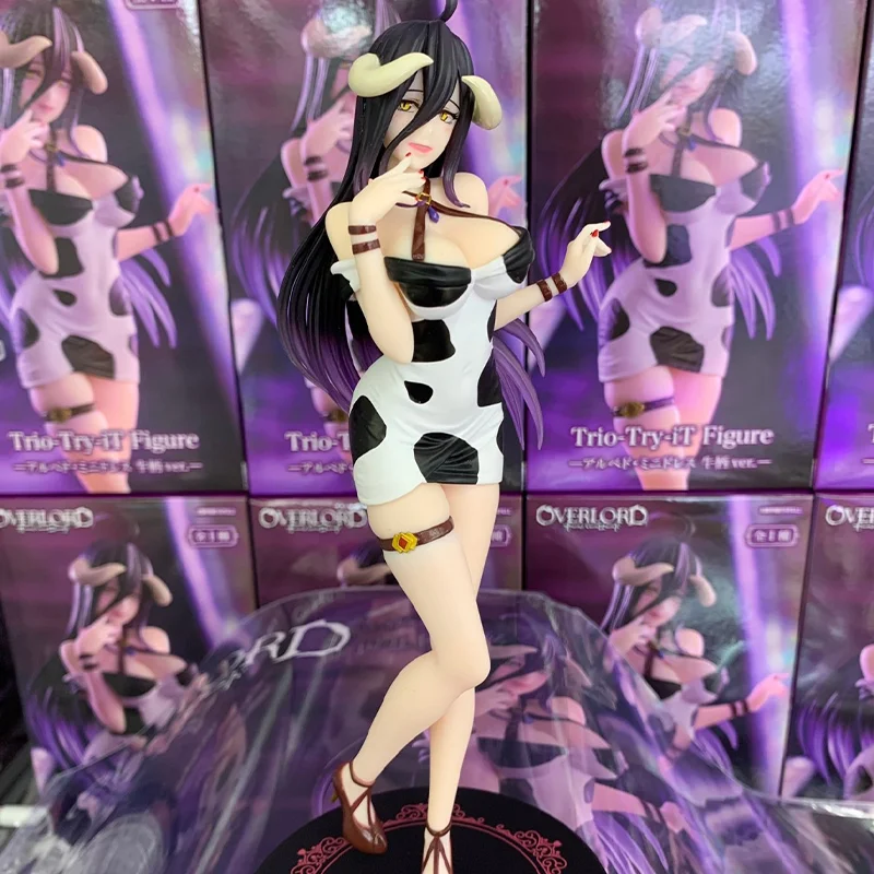 【100% 정품】재고 있음 푸류 오리지널 오버로드 - 알베도 트리오-트라이-iT 피규어 미니 드레스, 카우 프린트 버전 H=21CM 애니메이션 캐릭터