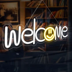 Welcome Neon Sign, 5V USB Power Supply Welcome Neon Sign For Front Door Porch Wall Decor,For Wedding Party Home Bar Decoration