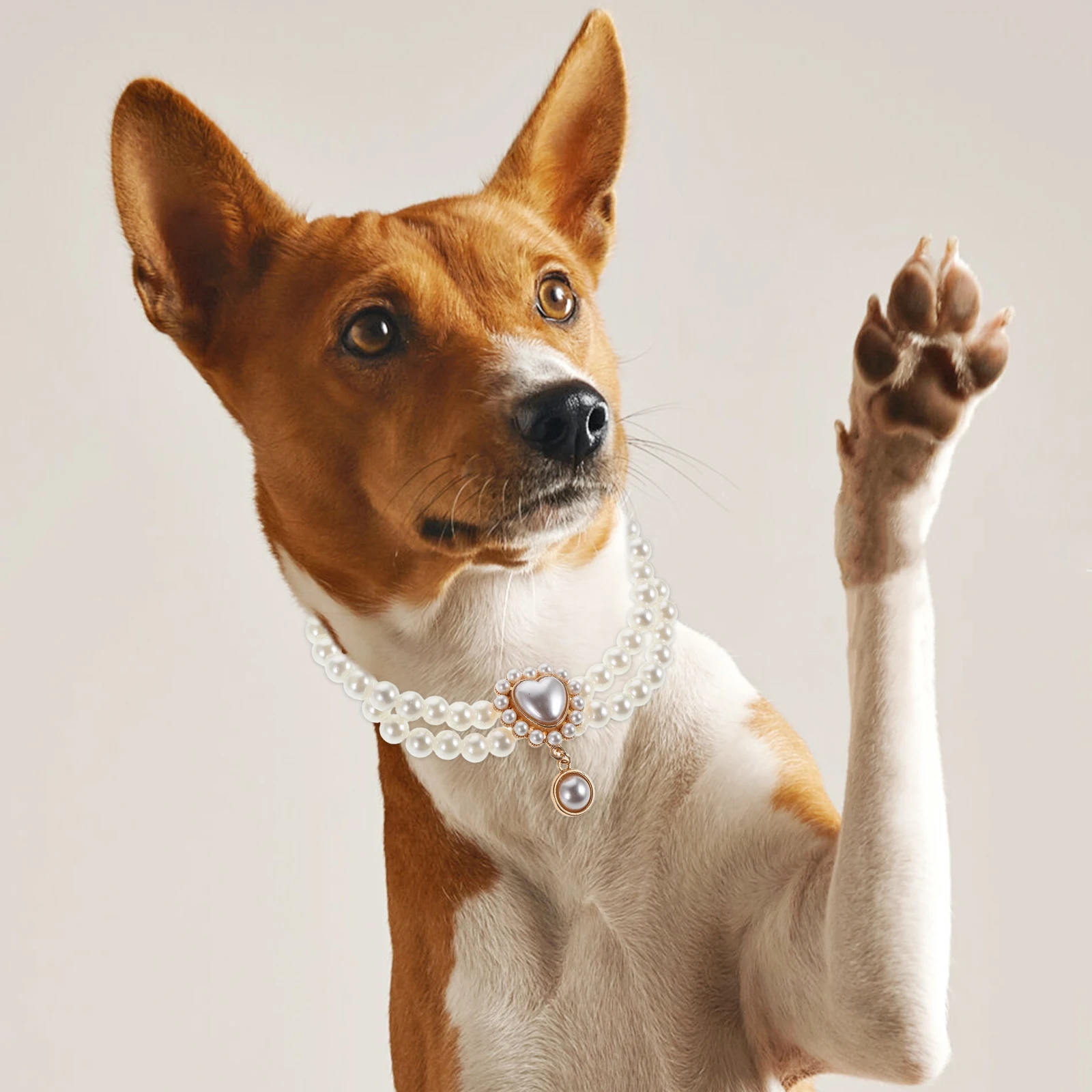 

1pcs Double Layer Pet Necklace For Dogs Cats Adjustable Faux Pearl Collar Lightweight Jewelry Wedding Party Female Puppy Kitten