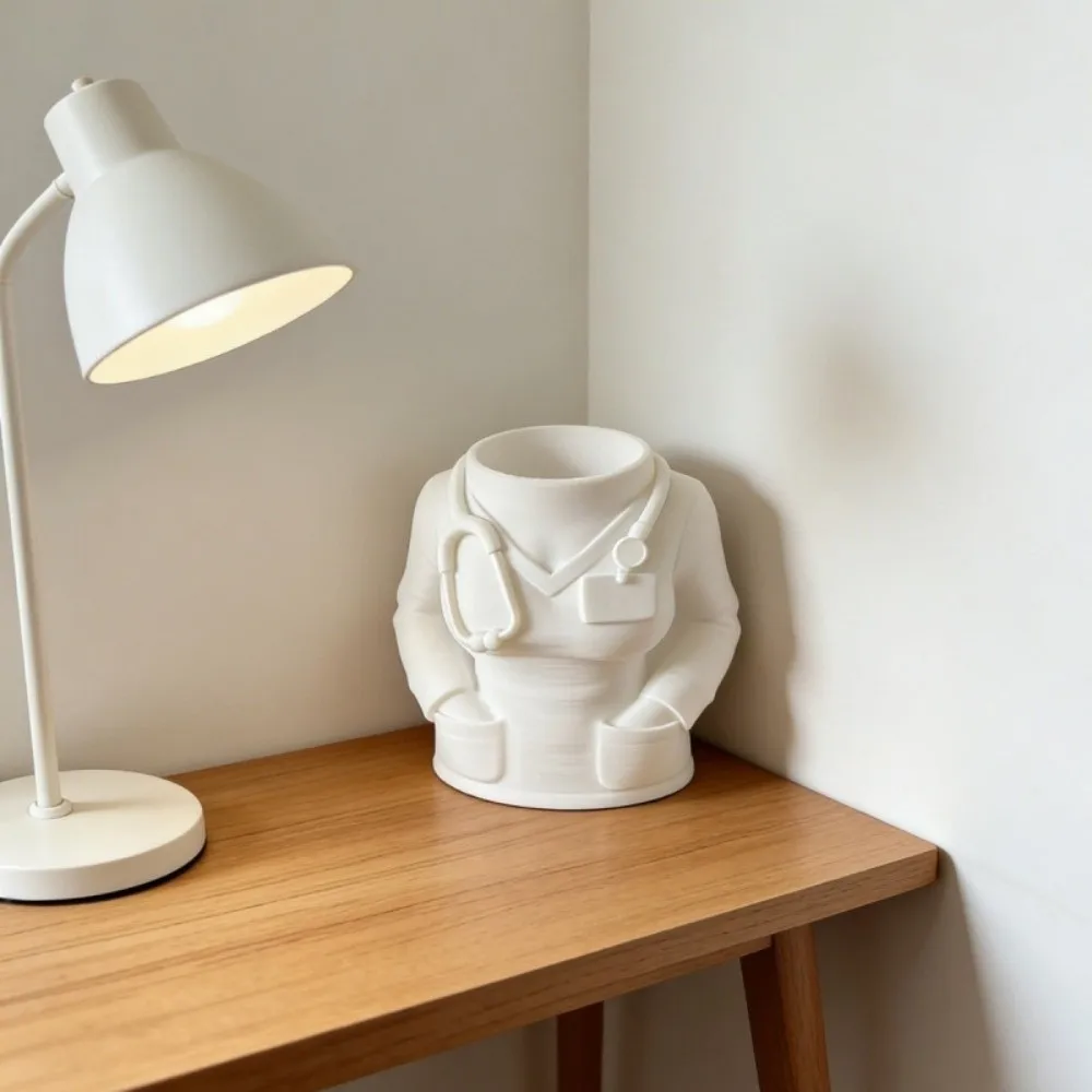 Creative Doctor and Nurse Figure Pen Holder Durable Multifunctional White Coat-Shaped Pen Holder Chic 3D Printing