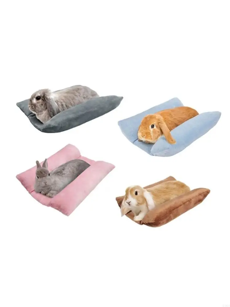 Rabbit Bed,Thickened Soft Bunnies Bed,Cuddle Cushions Plush Mat with Cotton Loungers Pillows,Pet Flop Mat for Cage Sleepings 