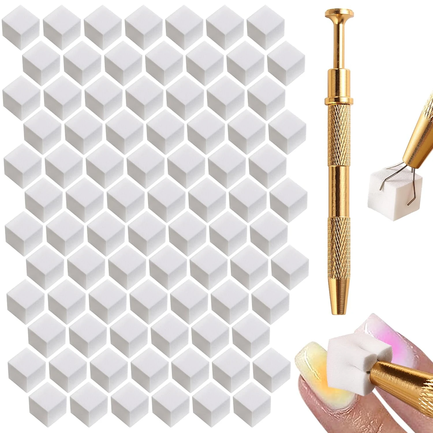 Luxurious Beauty and Ultimate Precision - Complete Kit with Exquisite 150pcs Mini Sponges, Ombre Nail Brush, and Grabbing Pen -