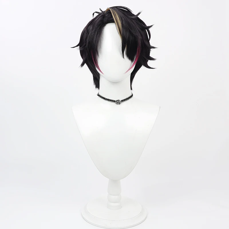 Shu Yamino Cosplay Wig Vtuber Nijisanji Short Heat Resistant Synthetic Hair Halloween Party Role Play Carnival + Free Wig Cap