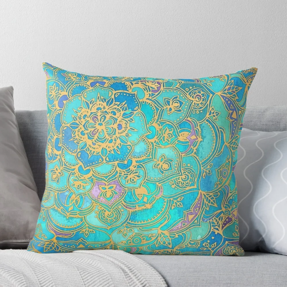 

Sapphire & Jade Stained Glass Mandalas Throw Pillow Christmas Pillow Cases Christmas Cushion For Home Cusions Cover