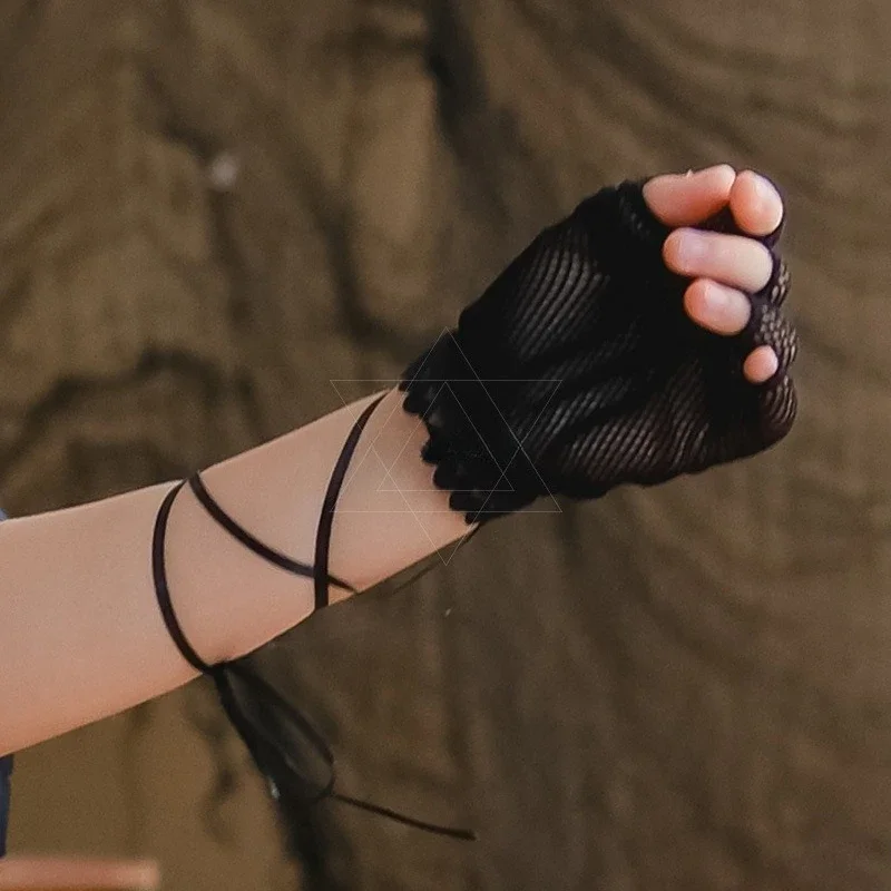 Accessori Guanti Rete da pesca cava in pizzo nero Decorazione mezze dita Sottocultura di Halloween Stile punk Ragazza piccante Stile pizzo