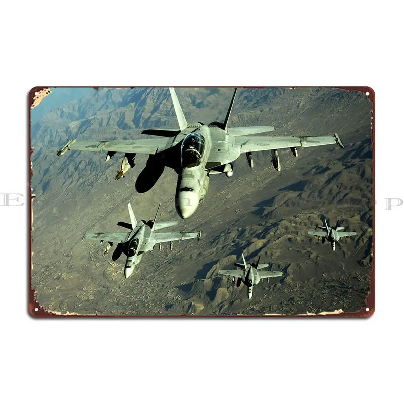 F 18 Jet Fighter Squadron Metal Sign Wall Cave Garage Plaques Garage Iron Club Tin Sign Poster