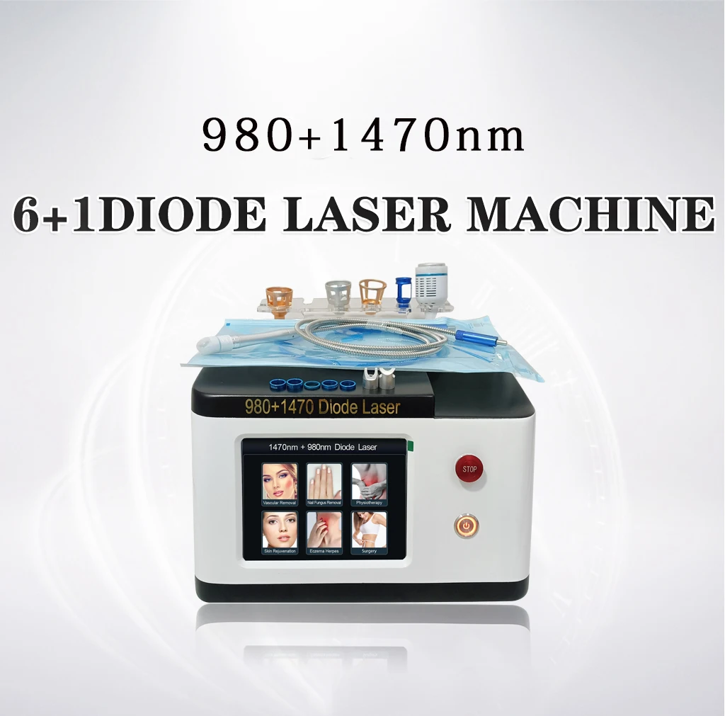 

6 in 1 980+1470nm Diode Laser Fiber Optical Lipolysis Fat Removal Endolifting Vascular Remover Nail Fungus Treatment Device