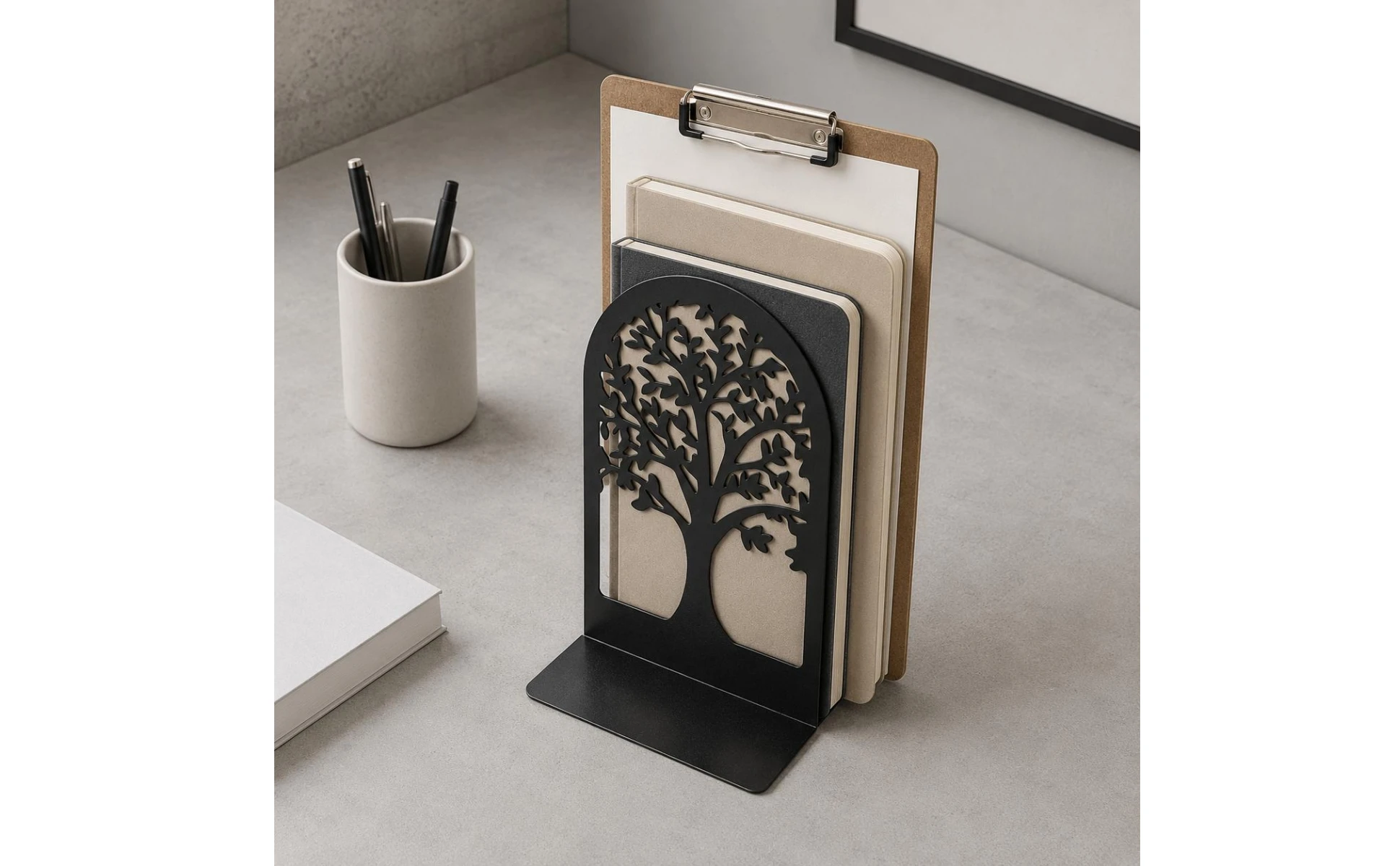 Metal Bookend Pair Matte Finish Metal Bookends Tree Bookends Sturdy