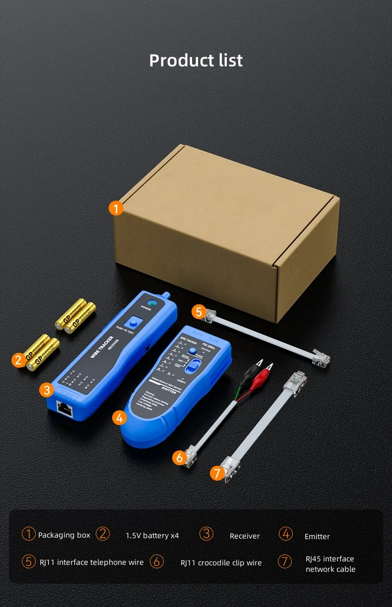 جهاز اختبار كابل الهاتف المحمول Dtech Rj45 Rj11، جهاز كشف خط الشبكة متعدد الوظائف #4