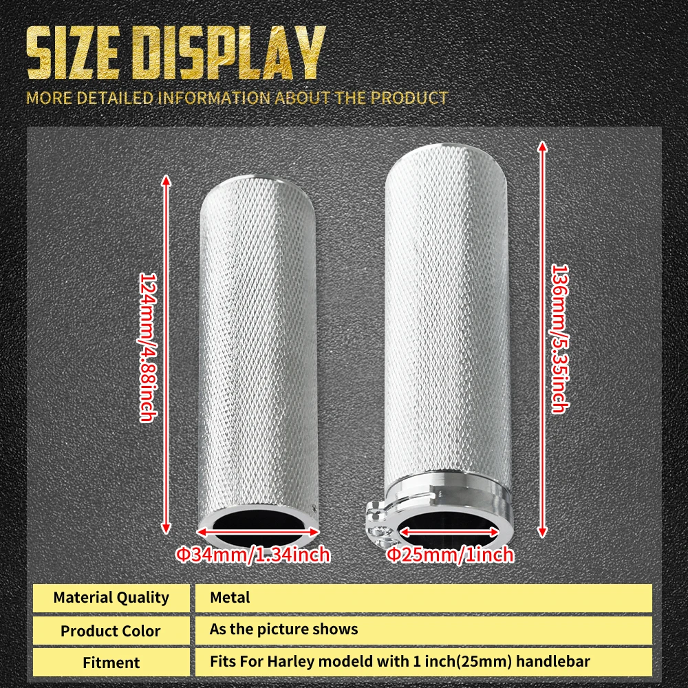 Motorcycle 1\'\'25mm Hand Grips Aluminum Handlebar Grip Black Chrome For Harley Sportster XL Touring FLHR Road Glide Dyna Softail