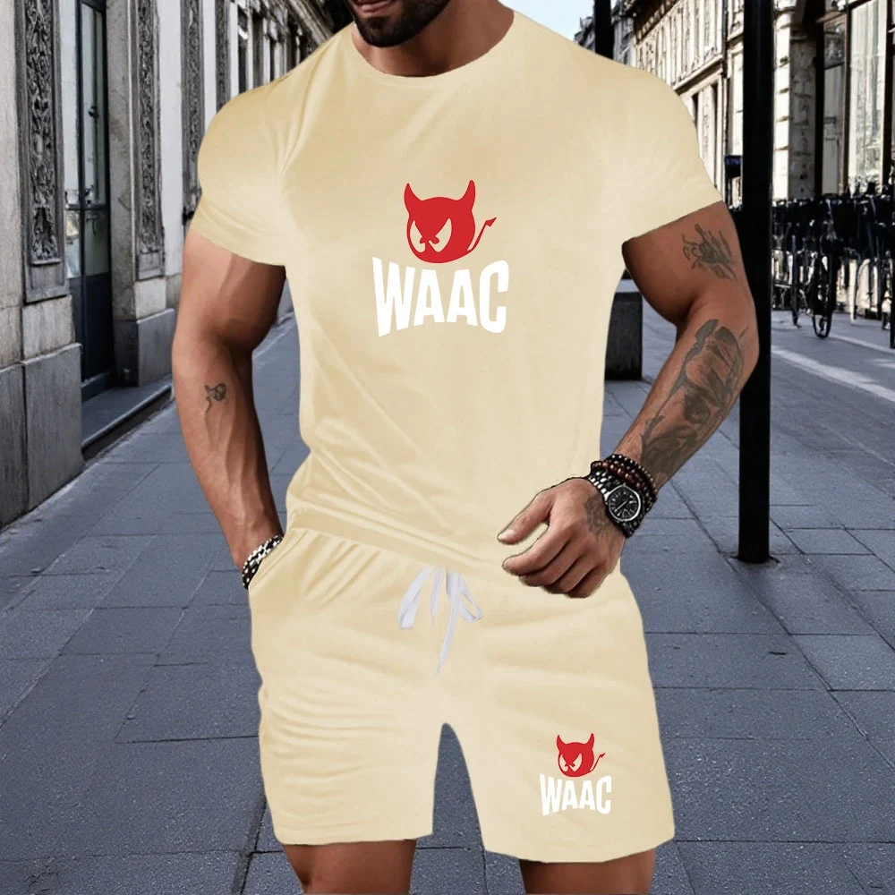 

Two piece men's pajamas for spring summer autumn winter short sleeved shorts fashionable geometric pattern home suit set