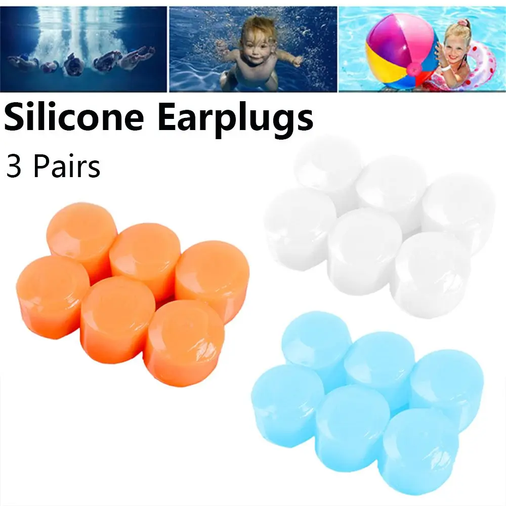 3 Pairs Showering Earplugs Anti-noise Swimming Soft Silicone Waterproof Earmuffs Ear Plugs