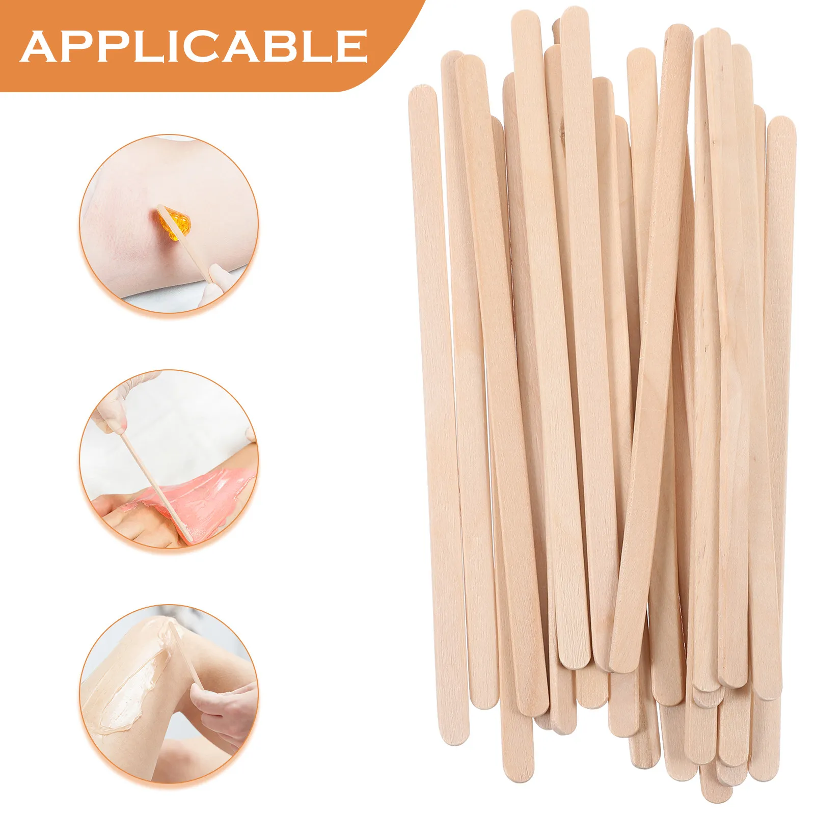 Sugar Wax Applicator Sticks 100 Pack Reusable Eyebrow Lip Face Hair Removal Waxing Tools for Salon Home