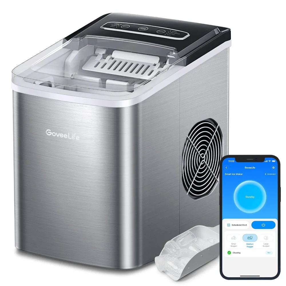 

Smart Ice Makers, Portable Countertop Ice Maker Machine with Self-Cleaning, 6 Mins 9 Bullet Ice, 26lbs/24Hrs, Voice Remote