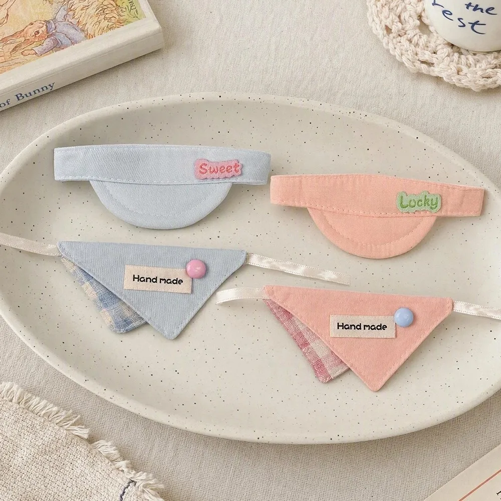 Mini Doll Sun Visor And Triangle Scarf Set Cute Handmade Doll Hat Bib Decorative Dress Up Accessories For Plush Doll Doll Body