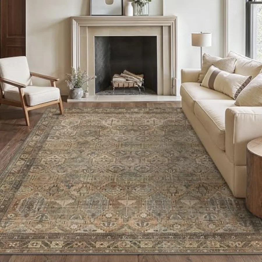 

Washable Rug 5x7 Area Rug for Living Room Bedroom Dining Washable Print Carpet UltraThin Chenille Low Pile Lightweight Rug wit