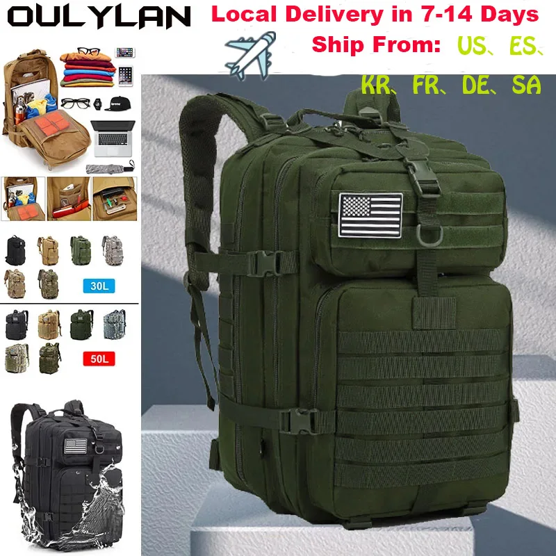 Oulylan Outdoor Rucksacks Tactical Camping Bags 30L/50L 900D Nylon Tactical Backpack Waterproof Trekking Hunting Bag