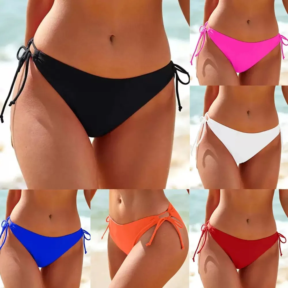 

Pure Color Rope e Women's Swimsuit Single Bot Cross-Border Sport Fitn Swimming Briefs Flat Angle Design