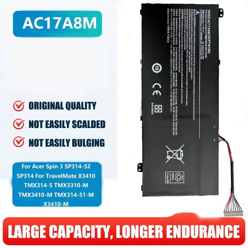 

NEW AC17A8M Battery For Acer Spin 3 SP314-52 SP314 For TravelMate X3410 TMX314-5 TMX3310-M TMX3410-M TMX314-51-M X3410-M