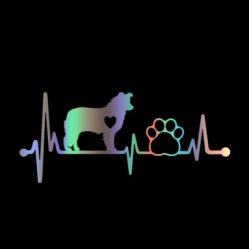 Creative Border Collie Heartbeat Lifeline Paw Car Sticker Auto Window Body Vinyl Decal Motorcycle Sticker Car Accessories