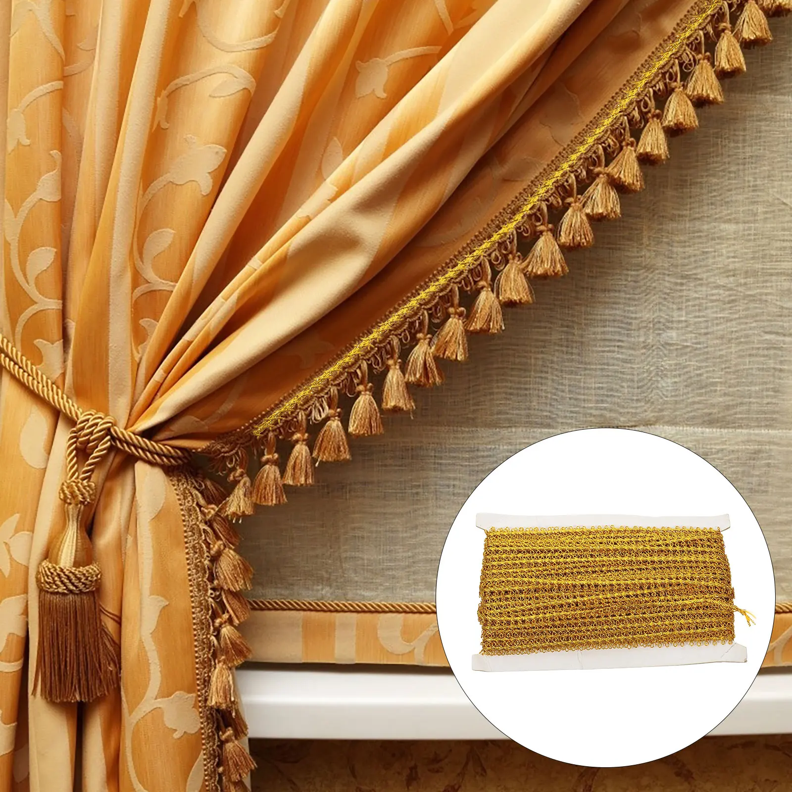 

10 Yards Lace Trim Ribbon for Decorative Curtain and Dress Embellishment - Polyester Fabric Edge DIY Craft Accessory for Home