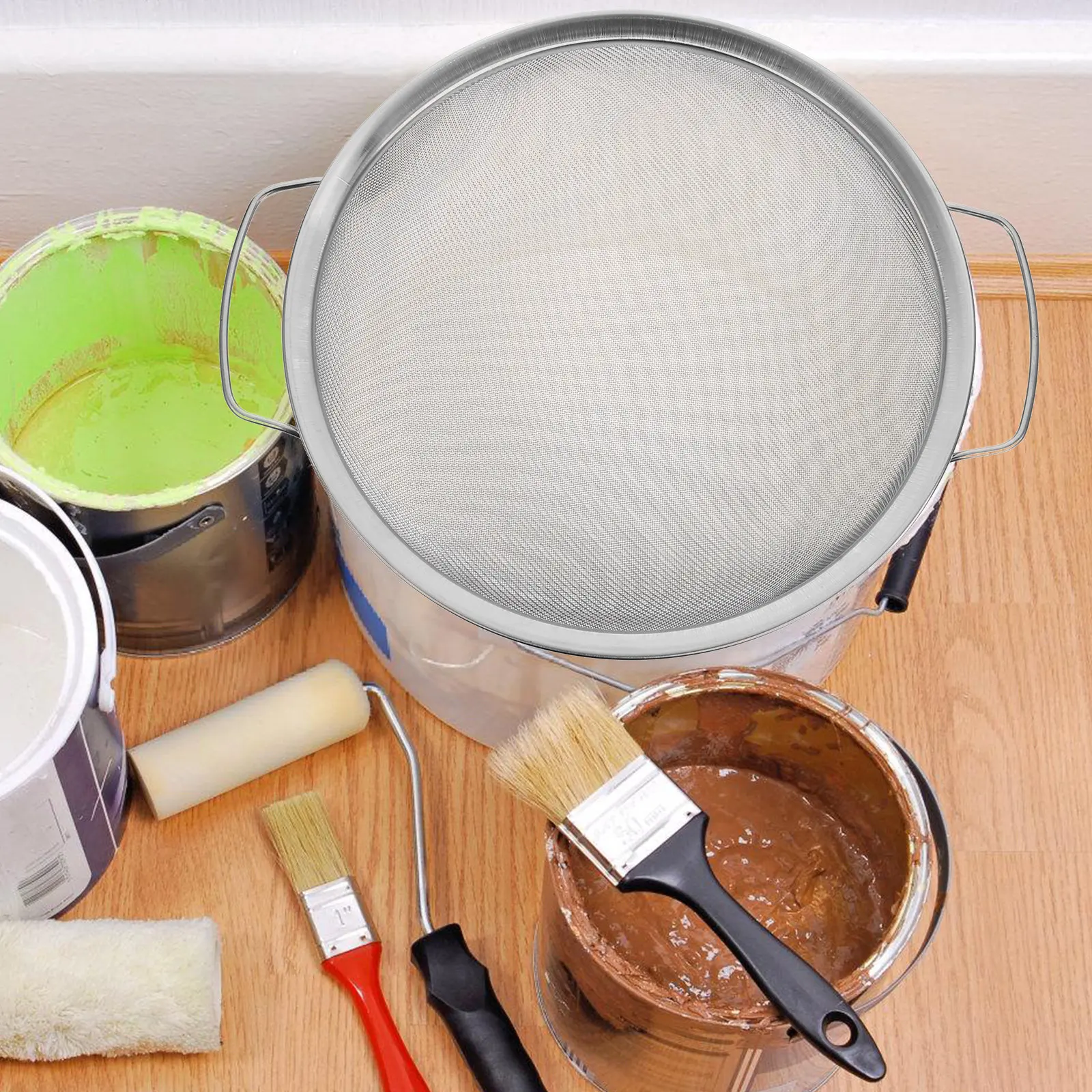 Stainless Steel Paint Filter Sieve Fine Mesh Reusable for Latex Oil Water-Based Paints Spray Machines Home Auto Painting Gallon