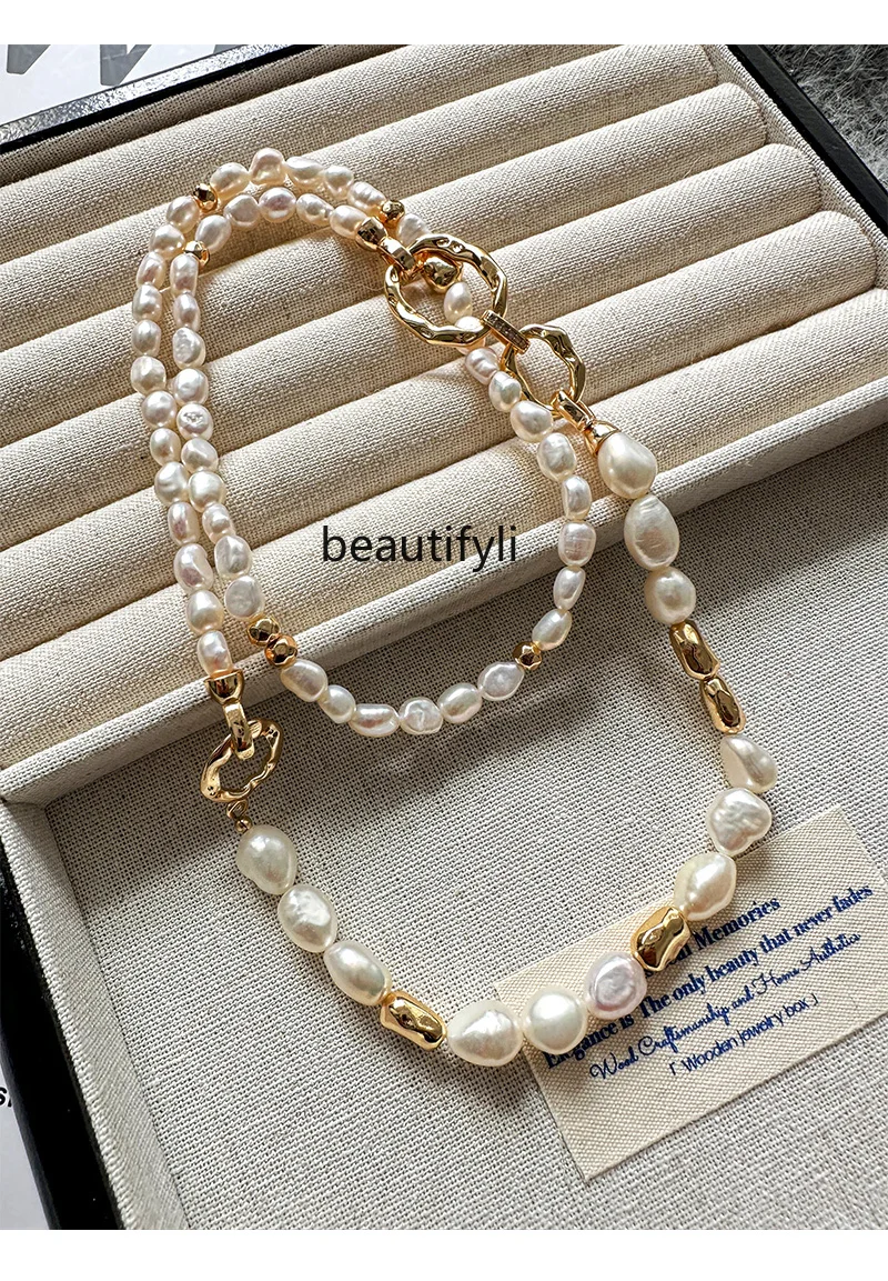 

Niche Retro Special-Shaped Natural Freshwater Pearl Necklace Women's Clavicle Chain Sweater Chain Autumn and Winter Necklace