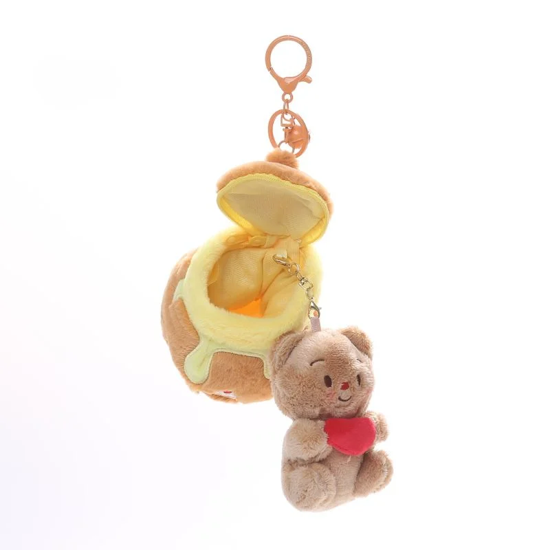 Cartoon Cute Honey Pot Bear Authentic Cream Bear Keychain Pendant Zipper Small Bag Cute Creative Zero Wallet Small Storage Bags