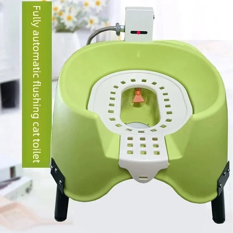 Induction Auto Flushing Smart Cat Litter Box Open Top Pet Squatting Potty Dual-Use Cat & Dog Toilet