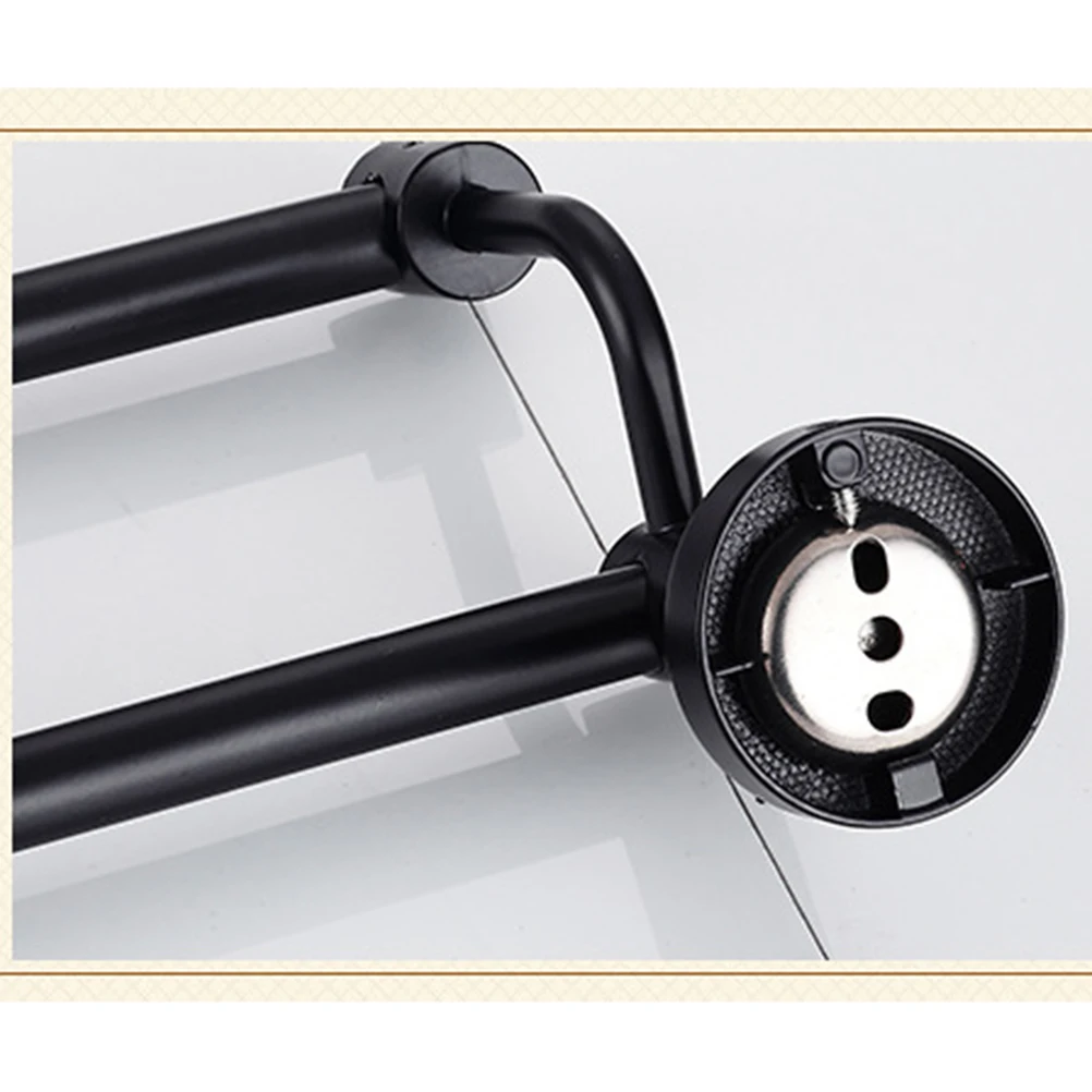 

Double 50Cm Black Stainless Steel Wall Mounted Wall Mounted Towel Bar Bathroom Towel Hanger For Kitchen Bedroom Closet Use