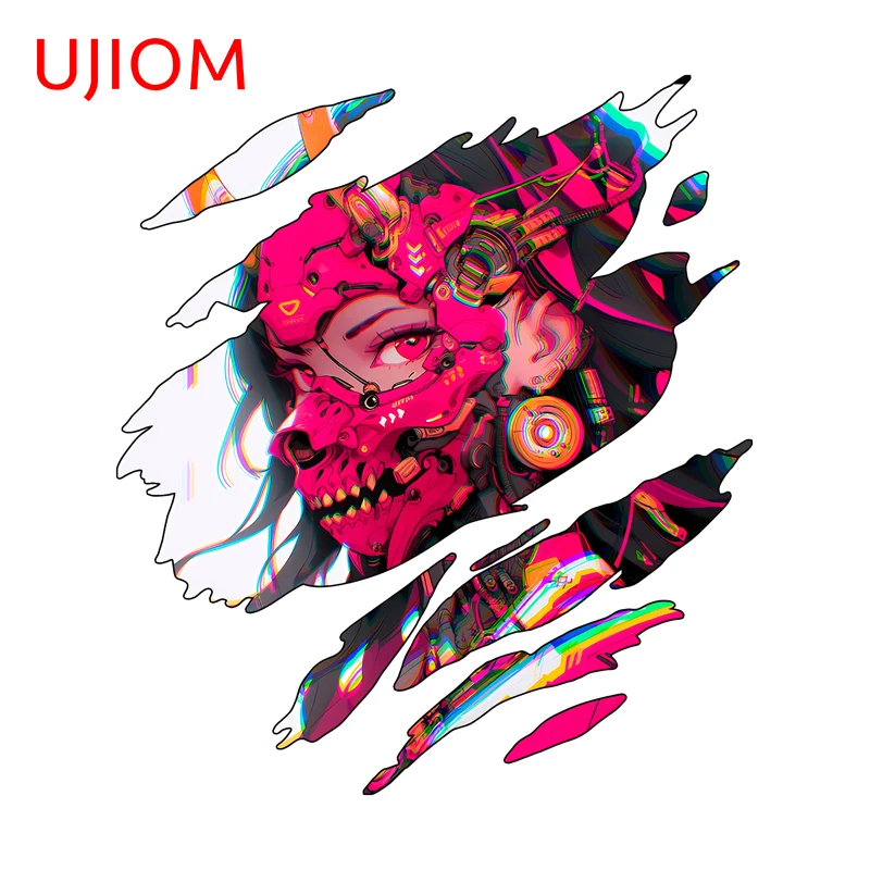 UJIOM Tear Colorful Geisha Graffiti Wall Sticker Enchanting Tendy Occlusion Scratch Decal Suitable For Wardrobe Vestibulec Decor