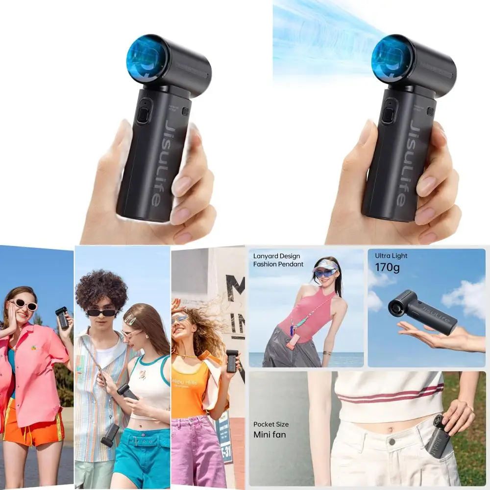 

Высокоскоростной портативный вентилятор с 18-часовым временем автономной работы, 5 регулируемыми скоростями, 5000 мАч, компактный дизайн для использования на улице и в путешествиях - черный