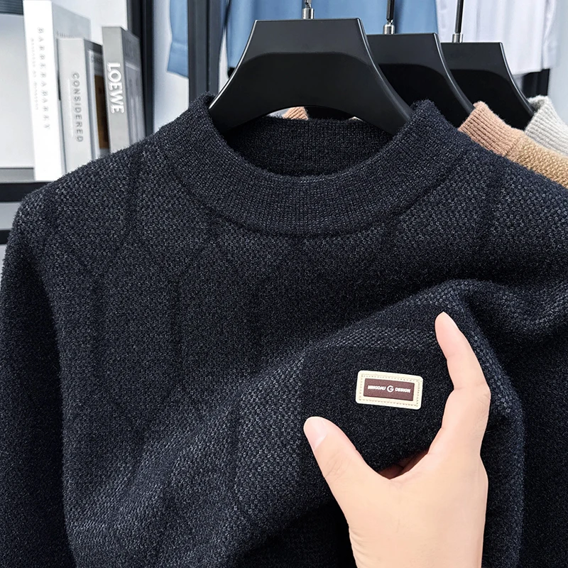 Maglione lavorato a maglia Maglione da uomo 2025 Nuovo outfit da papà a collo semi alto autunno e inverno per il calore